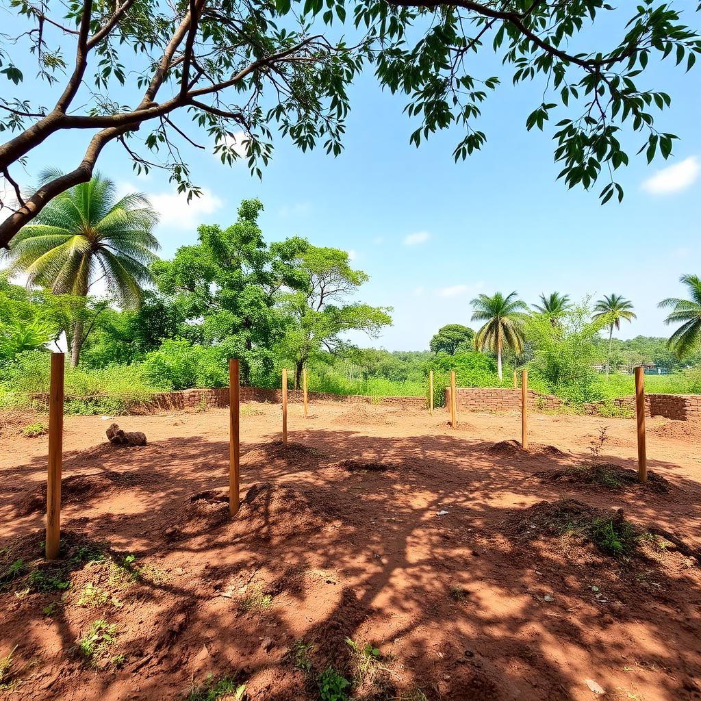 Cleared premium land plot with survey pegs